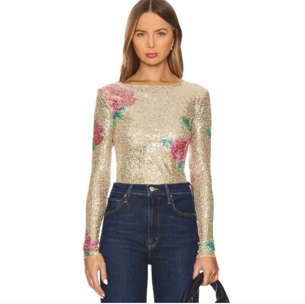 NWT Free People Intimately Free People Gold Rush Sequin Top Size Medium - Picture 11 of 11
